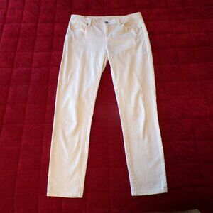 LAUREN CONRAD LC Women's Cream Stretch Jeans Pants Destressed Look Size 10